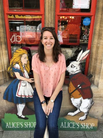 Mrs. Carroll visiting Oxford, England, in 2019 with her husband Mr. Mike Carroll, also a Marist teacher.