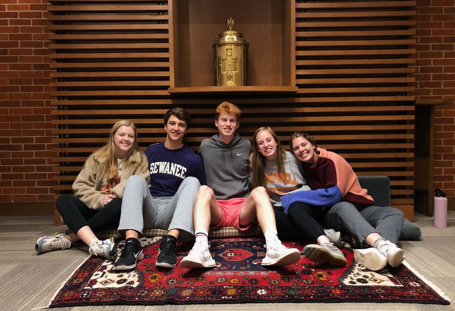 (From L-R) 2019-2020 Emmaus Board members Izzy Wagner, Conner Abshier, Matthew Davis, Emma Strickland, and Brynn Werner