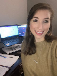 Ms. Dessie Stowe with her virtual teaching workspace