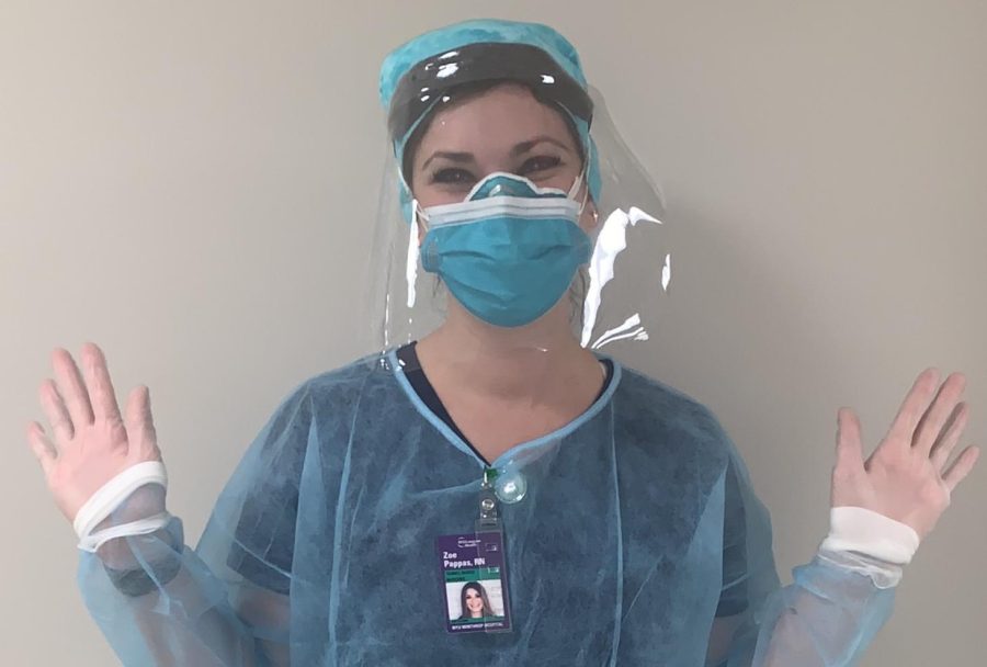 Nurse Zoë Pappas wearing her personal protective equipment.