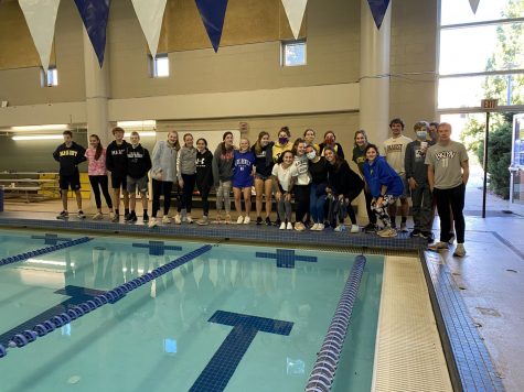 Members of the Boys and Girls Swim & Dive Teams before practice