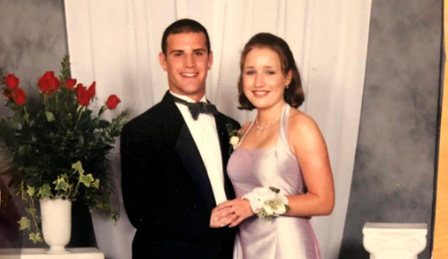 Mrs. Luke pictured with her date at Senior Prom.