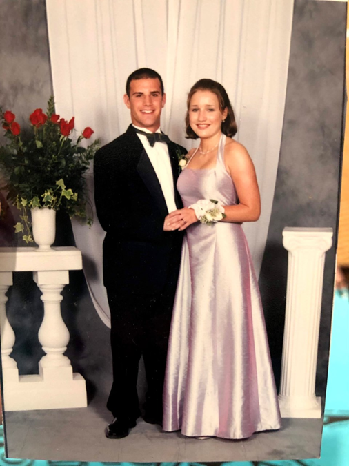 Mrs. Luke pictured with her date at Senior Prom.