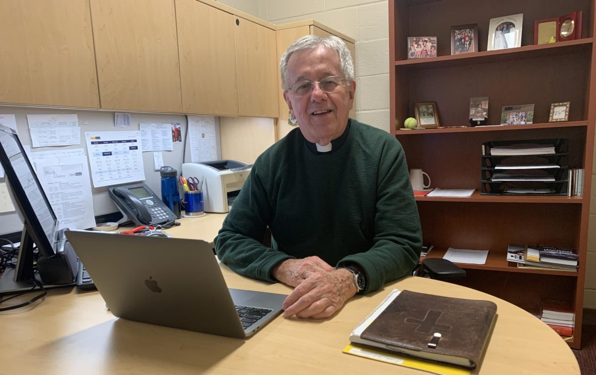 Fr. John Ulrich makes his home in the Campus Ministry office, where he serves our Marist community for a third time as its Chaplain.