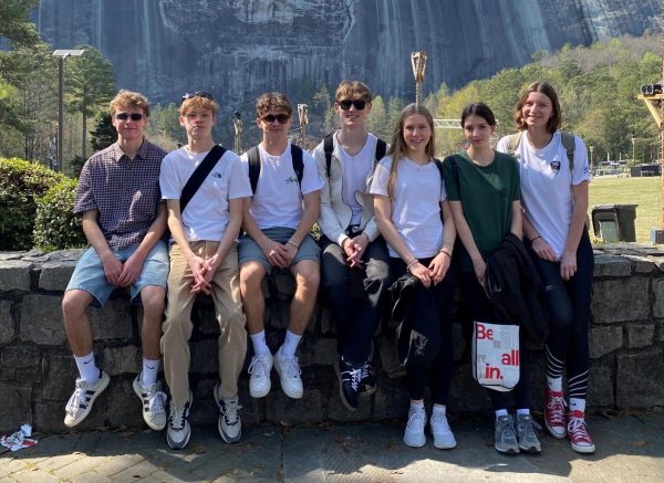 German exchange students take in Stone Mountain during their several days of the their visit to Atlanta Marist.