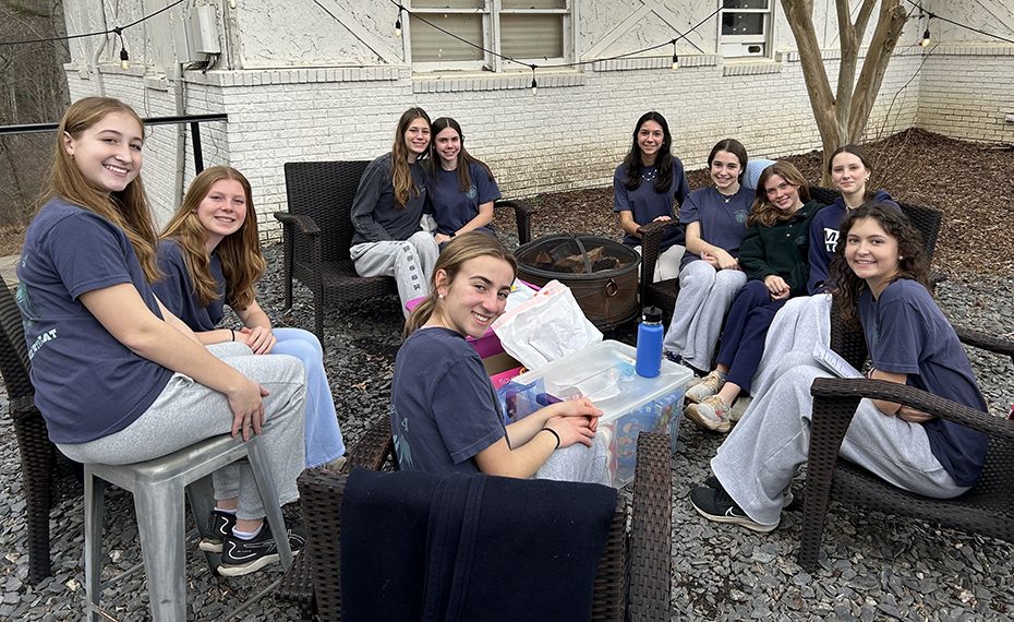 This team of sophomore retreat leaders welcomed the ninth graders to Camp Hidden Lake. (Photo Credit: Contributed) 