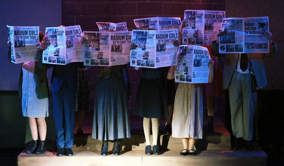 News breaks of the daring legal case against the United States Radium Company during the recent production of Radium Girls. (Photographer: Brian Collier)