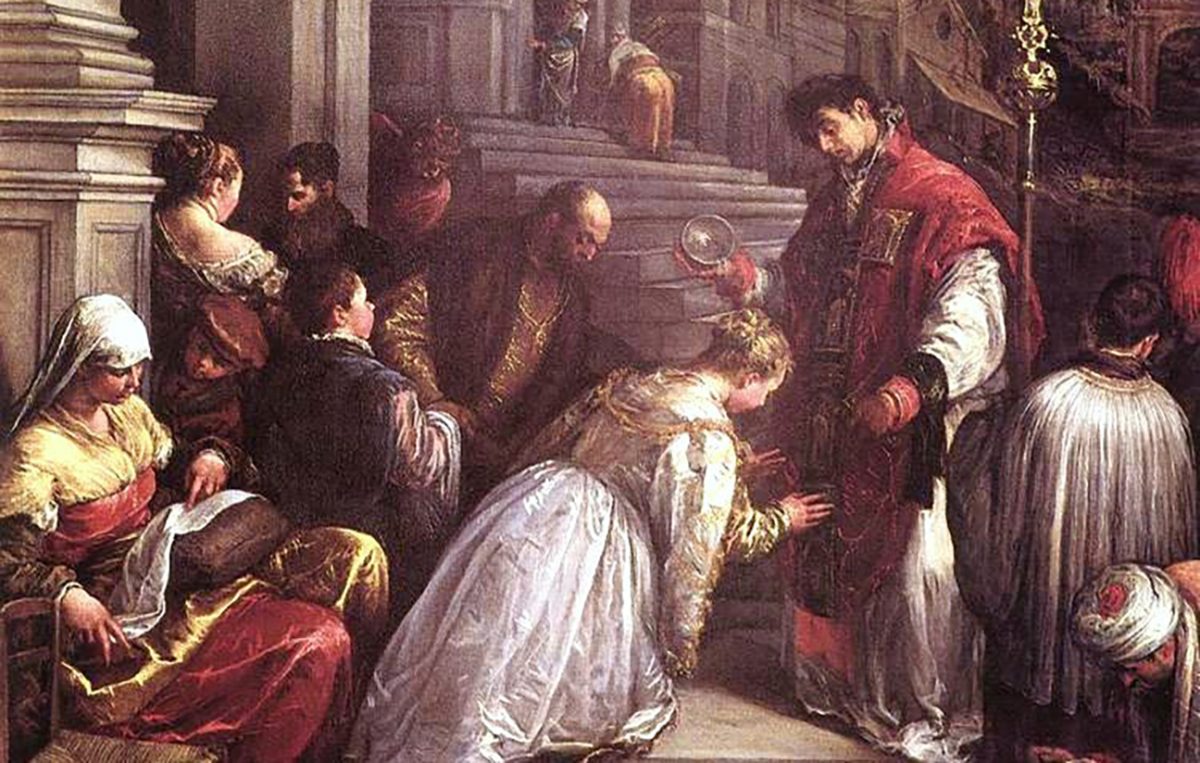 Jacopo Bassano, Saint Valentine Baptizing Saint Lucilla, c. 1575, Oil on canvas, Museo Civico, Bassano del Grappa.