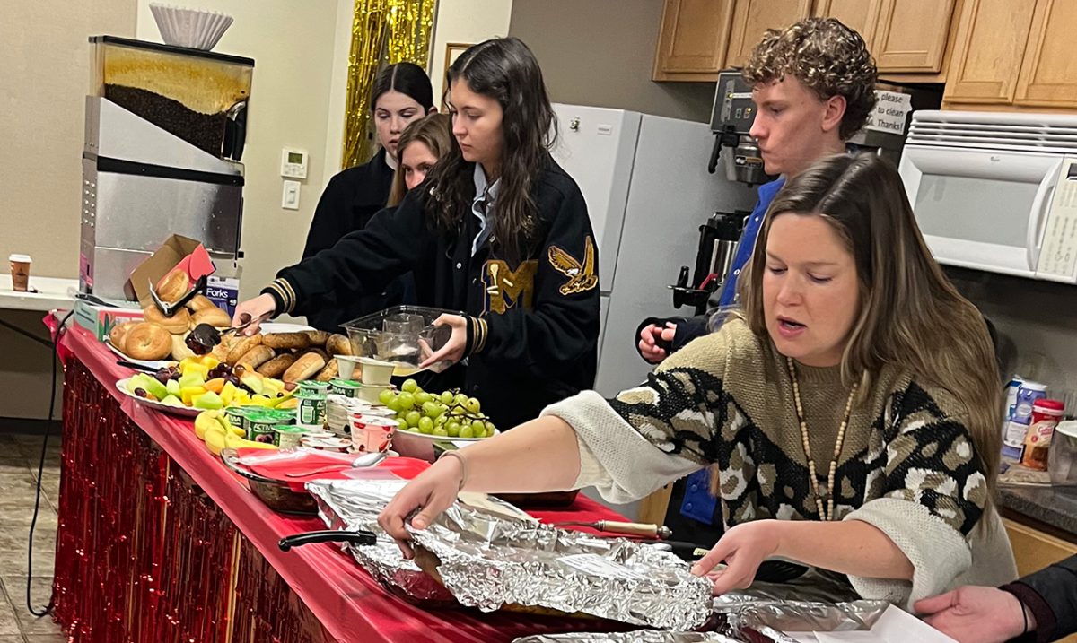 Student council turns the faculty planning room into an banquet hall. The faculty and staff could not have been more appreciative. (Ryan Akin)