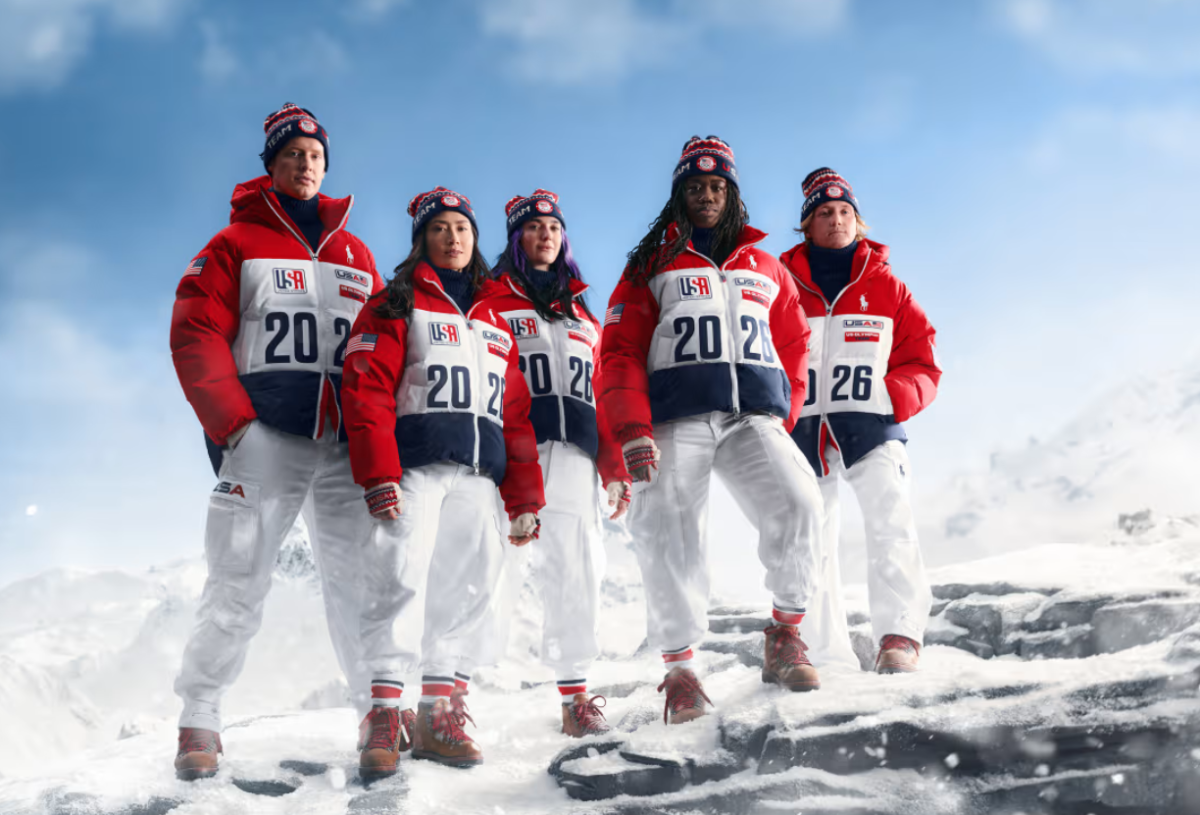 Members of Team USA pose as Ralph Lauren unveils the uniforms for the opening and closing ceremonies. (Ralph Lauren)